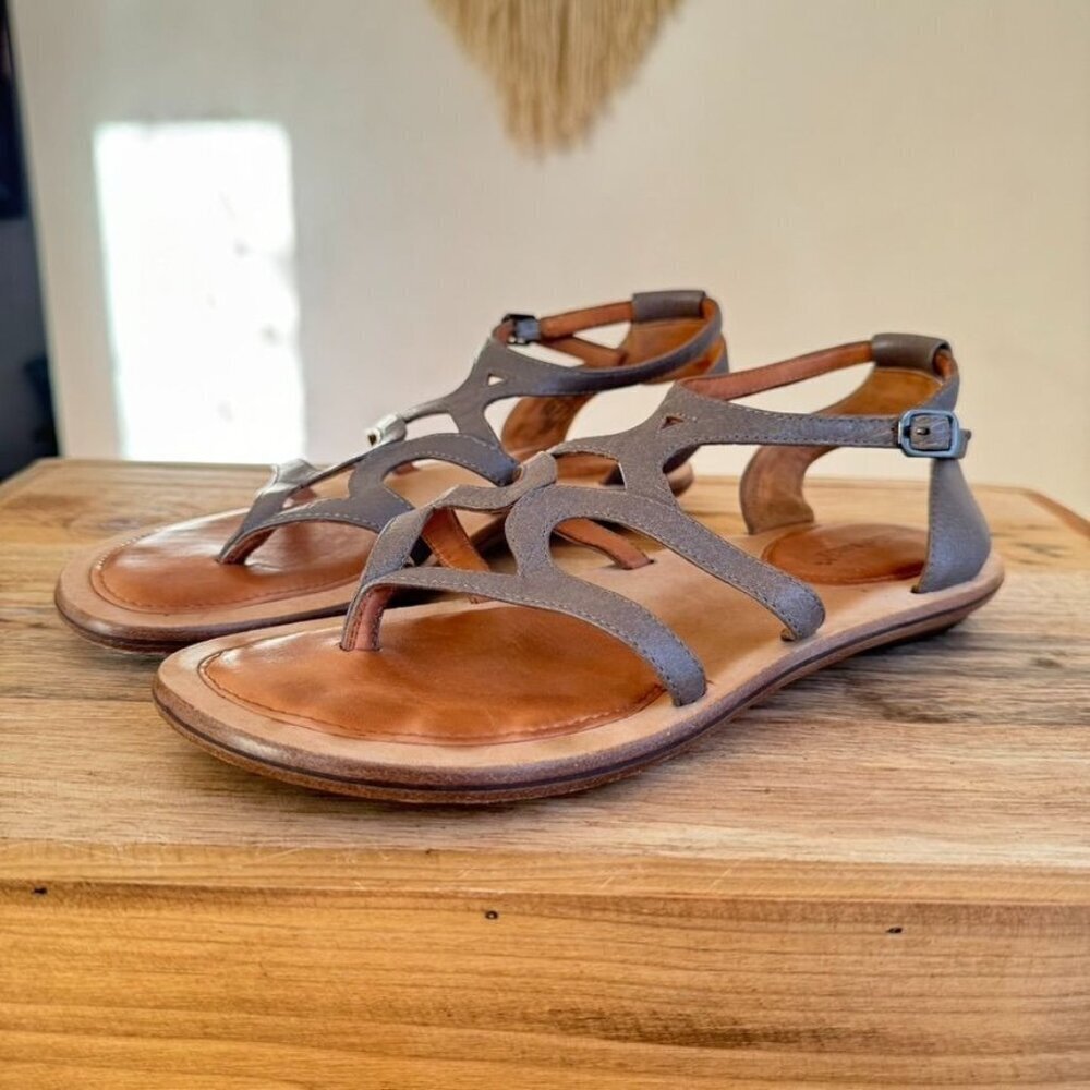 Gentle Souls Gray And Tan Sandals